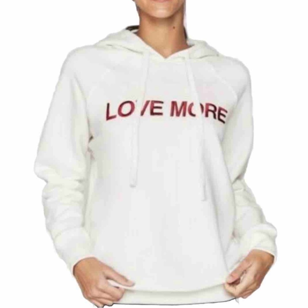 Spiritual Gangster Love More Women’s White Cotton Hoodie Size Small
